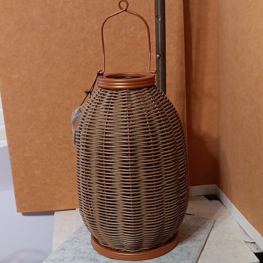 Threshold Rustic Woven Lantern - Tan and Brown